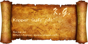 Kopper Győző névjegykártya